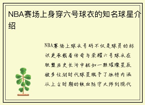 NBA赛场上身穿六号球衣的知名球星介绍